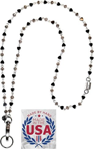 Hematite & Crystal Chain Lanyards for ID Card Badge Holder, Breakaway Clasp, Women Teacher Nurse Cruise Key Keychain in Saudi Arabia