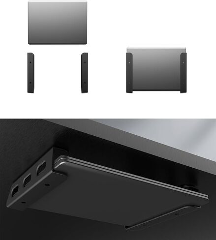 Under Desk Laptop Holder/Wall Mount, Compatible with Keyboard and Small Devices Up to 40mm/1.57in Thick Like Macbooks, Surface, Routers, Modems, Cable Box, Network Switch and More (Black) in Saudi Arabia