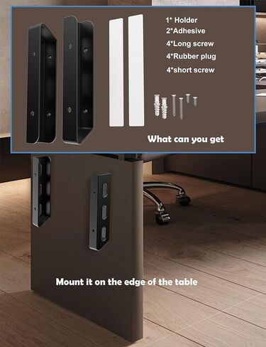 Under Desk Laptop Holder/Wall Mount, Compatible with Keyboard and Small Devices Up to 40mm/1.57in Thick Like Macbooks, Surface, Routers, Modems, Cable Box, Network Switch and More (Black) in Saudi Arabia