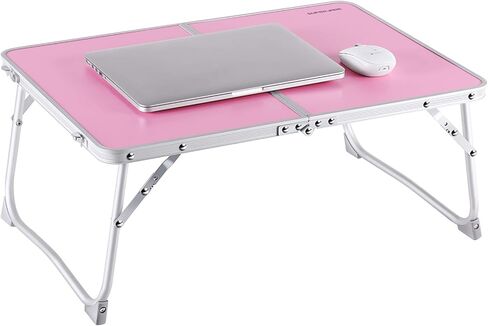 SUPERJARE Foldable Laptop Table, Bed Desk, Breakfast Serving Bed Tray, Portable Mini Picnic Table & Lightweight, Folds in Half with Inner Storage Space - Pink in Saudi Arabia