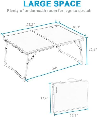 SUPERJARE Foldable Laptop Table, Bed Desk, Breakfast Serving Bed Tray, Portable Mini Picnic Table & Lightweight, Folds in Half with Inner Storage Space - Pink in Saudi Arabia