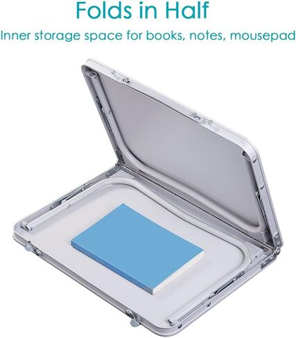 SUPERJARE Foldable Laptop Table, Bed Desk, Breakfast Serving Bed Tray, Portable Mini Picnic Table & Lightweight, Folds in Half with Inner Storage Space - Pink in Saudi Arabia