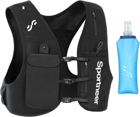 Sportneer Running Vest: Hydration Vest with 500ML Soft Flask, Lightweight Breathable Zero-Bounce Running Backpack for Men Women, Fits 7.2" Phone, Reflective, Ideal for Marathon Trail Training in Kuwait