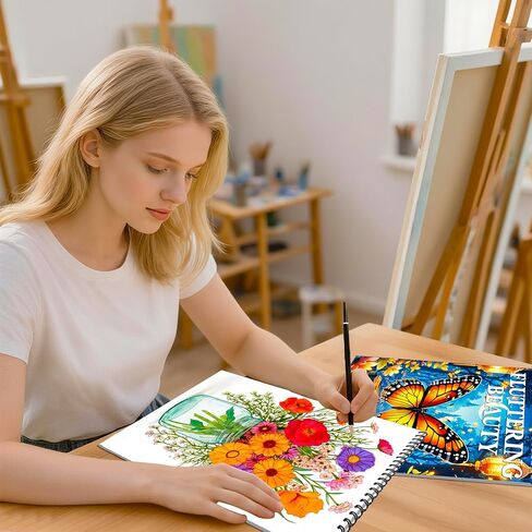 Aannanl Coloring Books for Adults,Spiral Adult Coloring Book for Women Men Seniors, Butterfly Patterns Adult Coloring Book Single Sided Thick Pages,Arts and Crafts to Stress Relief Relaxatio-20 Pages in Saudi Arabia