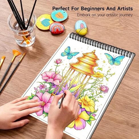 Aannanl Coloring Books for Adults,Spiral Adult Coloring Book for Women Men Seniors, Butterfly Patterns Adult Coloring Book Single Sided Thick Pages,Arts and Crafts to Stress Relief Relaxatio-20 Pages in Saudi Arabia