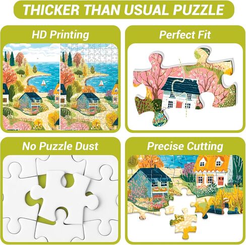 500 Piece Jigsaw Puzzle for Adults, Coastal Village Landscape Jigsaw Puzzle, Colorful Cottage Ocean View Art Puzzle for Adults, Relaxing Activity, for Puzzle Lovers in Saudi Arabia