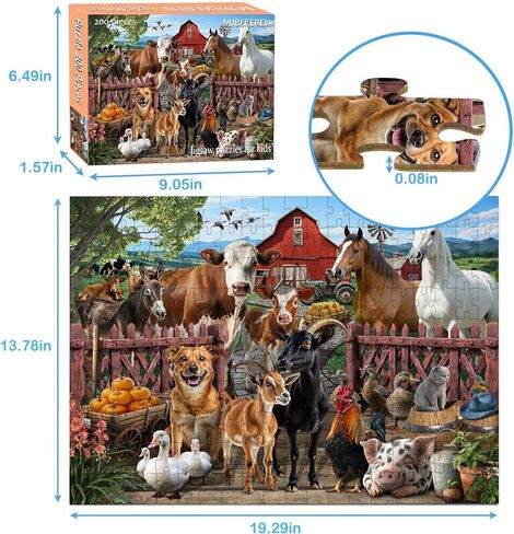 Puzzles for Kids Ages 6-8 – 200 Piece Farm Animals Puzzle for Kids Ages 8-10 – Fun and Educational Gift for Boys and Girls in Saudi Arabia