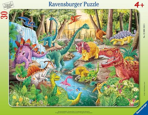Ravensburger - Dinosaur Roar - 24 Piece Frame Jigsaw Puzzle - Friendly Dino Characters in a Bright Prehistoric Landscape - Easy Pieces for Little Hands - Screen‑Free Fun - Children Age 4+ in Kuwait