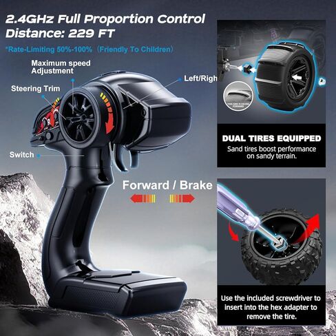 YESHIN 1/14 RC Cars for Adults Fast 40+ kph, 4x4 Offroad Waterproof Electric Powered High Speed Remote Control Car, All Terrain RC Vehicle with 2 Rechargeable 1300mAh Batteries and 2 Sets of Tires in Saudi Arabia