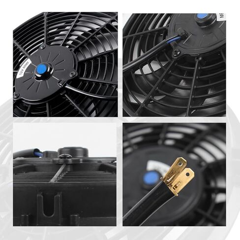 14 Inch Universal Automotive Electric Radiator Fan Cooling Slim Fans 17V Pull Wide S-Curved Blade DC+ Mounting Kit in Kuwait