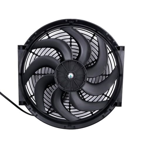 14 Inch Universal Automotive Electric Radiator Fan Cooling Slim Fans 17V Pull Wide S-Curved Blade DC+ Mounting Kit in Kuwait