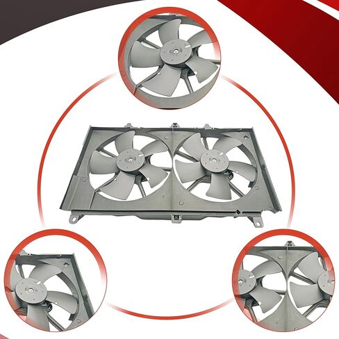 PartsFlow Dual Radiator Cooling Fan Blade Motor Assembly for 2003 2004 2005 2006 2007 2008 Infinity FX35 3.5L 620-423 in Kuwait