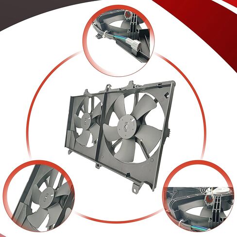 PartsFlow Dual Radiator Cooling Fan Blade Motor Assembly for 2003 2004 2005 2006 2007 2008 Infinity FX35 3.5L 620-423 in Kuwait