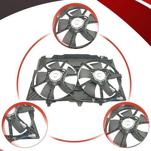 PartsFlow Dual Radiator Cooling Fan Blade Motor Assembly for 2003 2004 2005 2006 2007 2008 Infinity FX35 3.5L 620-423 in Kuwait