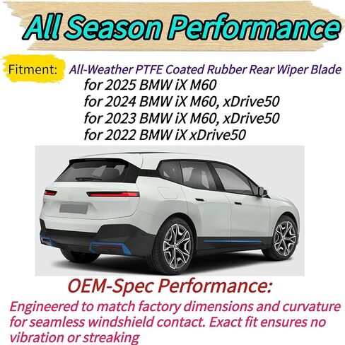 استبدال شفرة الممسحة الخلفية والذراع لسيارة BMW iX M60 xDrive50 2022-2025 2024 2023 - OEM مناسب للنماذج الكهربائية BATTERY EV EV/BEV - مجموعة شفرات ممسحة الزجاج الأمامي الخلفي المطاطية المطلية لجميع المواسم in Kuwait