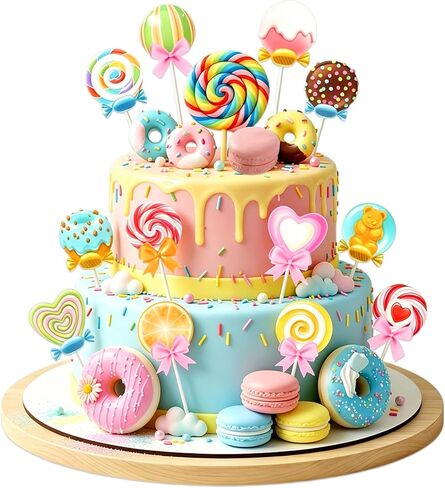 Candy Cake Topper, Colorful Lollipop, Donut, and Macaron-Themed Party Decorations in Saudi Arabia