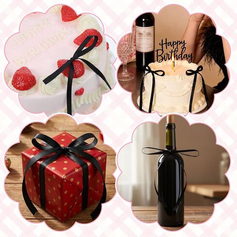 10 Pcs Black Bow Cake Toppers, Black Bows for Cake Decorating, Twist Tie Cakes Bows, Vintage Blacks Ribbon Bow for Coquette Birthday Party Decorations Wedding in Kuwait