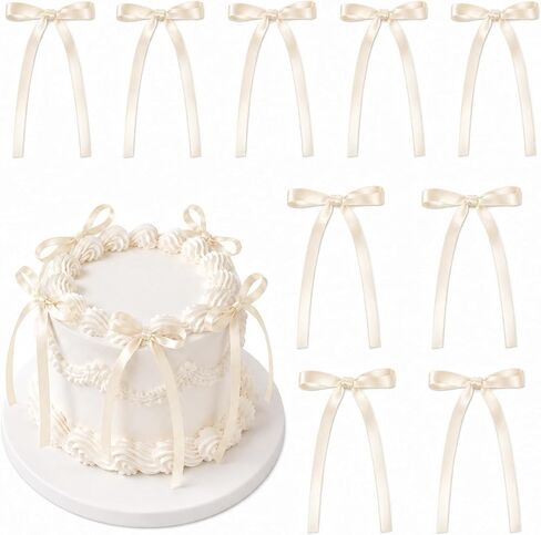 Dark Brown Satin Ribbon Bows for Cake Decorations, 30 Pcs Pre-Tied Bows for Cake Decorating, Cupcakes and Desserts, Boho Rustic Wedding Party Decor in Saudi Arabia
