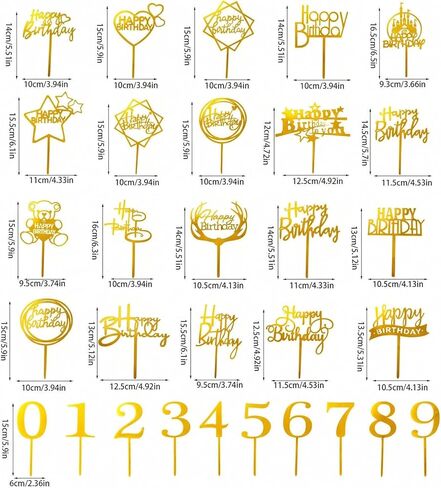 50 PCS Happy Birthday Cake Topper Acrylic Gold Cupcake Toppers, Glitter Party Birthday Cake Decorations for Women Men Girls, Elegant Dessert Picks for Anniversary Celebration, Gold 50 Pack in Saudi Arabia