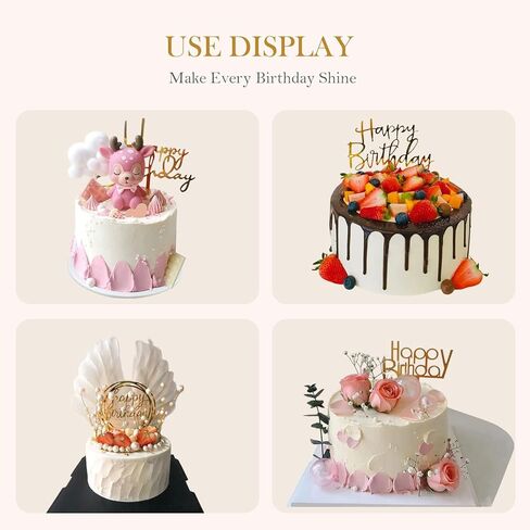 50 PCS Happy Birthday Cake Topper Acrylic Gold Cupcake Toppers, Glitter Party Birthday Cake Decorations for Women Men Girls, Elegant Dessert Picks for Anniversary Celebration, Gold 50 Pack in Saudi Arabia