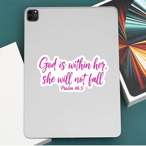 Psalm 46:5 God is Within Her, She Will Not Fall Sticker 5", Christian, Girly Decal, Affirmations Bible Says, Jesus God Christian Religious Faith Stickers; Car Bumper Stickers with Sayings of Jesus in Saudi Arabia