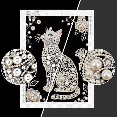 antor DIY Pearl Diamond Painting Kit Cat Design, Pearl Diamond Art Kits for Adults and Beginners, Crystal Gem Wall Art Home Decor, 11.81×15.75 Inch in Saudi Arabia