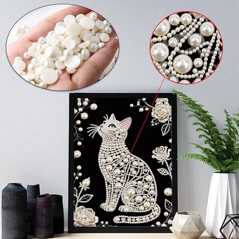 antor DIY Pearl Diamond Painting Kit Cat Design, Pearl Diamond Art Kits for Adults and Beginners, Crystal Gem Wall Art Home Decor, 11.81×15.75 Inch in Saudi Arabia