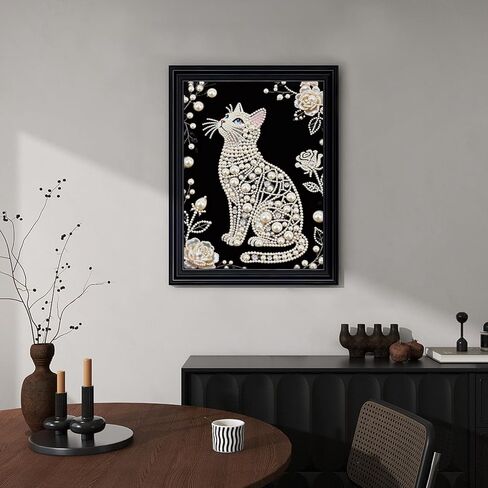 antor DIY Pearl Diamond Painting Kit Cat Design, Pearl Diamond Art Kits for Adults and Beginners, Crystal Gem Wall Art Home Decor, 11.81×15.75 Inch in Saudi Arabia