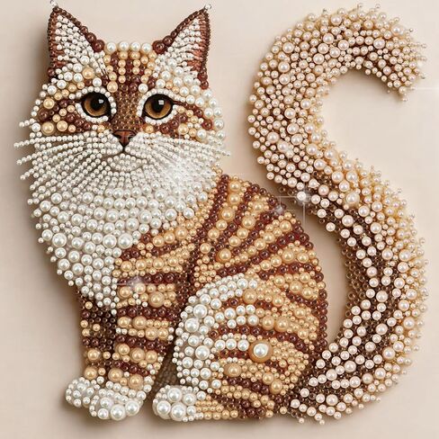 antor DIY Pearl Diamond Painting Kit Cat Design, Pearl Diamond Art Kits for Adults and Beginners, Crystal Gem Wall Art Home Decor, 11.81×15.75 Inch in Saudi Arabia