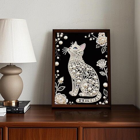 antor DIY Pearl Diamond Painting Kit Cat Design, Pearl Diamond Art Kits for Adults and Beginners, Crystal Gem Wall Art Home Decor, 11.81×15.75 Inch in Saudi Arabia