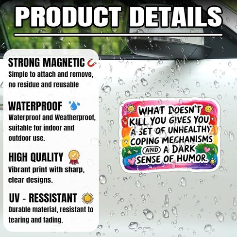 What Doesn't Kill You Gives You A Set of Unhealthy Magnet Decal Mental Health Funny Magnetic Sticker for Bumper Refrigerator Cruise Door Car Truck 5.5in in Saudi Arabia