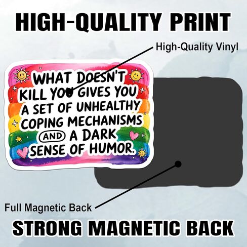 What Doesn't Kill You Gives You A Set of Unhealthy Magnet Decal Mental Health Funny Magnetic Sticker for Bumper Refrigerator Cruise Door Car Truck 5.5in in Saudi Arabia
