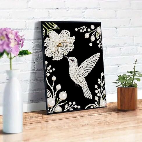 GEMFAMILY 5D Diamond Pearl Painting Kits for Adults Flower, Special Shape Diamond Art Kits for Hummingbird,DIY Diamonds Art Pearl Painting for Home Walls Decoration 12 x 16 inch in Kuwait
