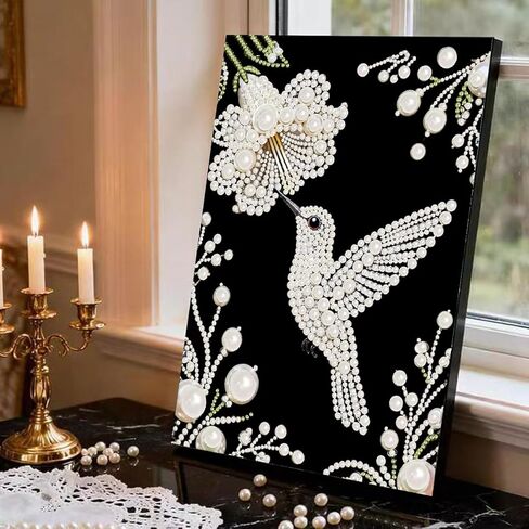GEMFAMILY 5D Diamond Pearl Painting Kits for Adults Flower, Special Shape Diamond Art Kits for Hummingbird,DIY Diamonds Art Pearl Painting for Home Walls Decoration 12 x 16 inch in Kuwait