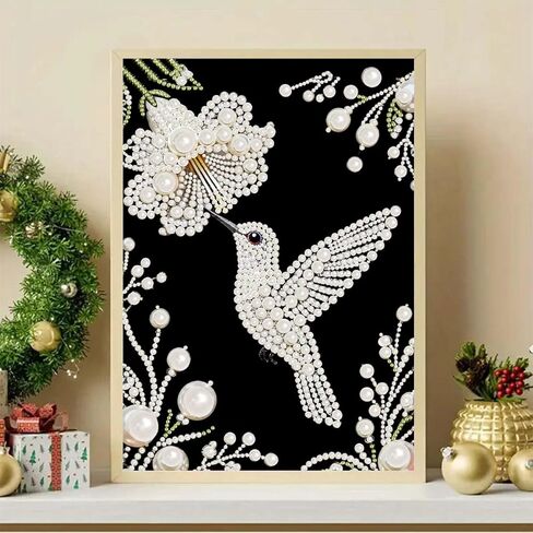 GEMFAMILY 5D Diamond Pearl Painting Kits for Adults Flower, Special Shape Diamond Art Kits for Hummingbird,DIY Diamonds Art Pearl Painting for Home Walls Decoration 12 x 16 inch in Kuwait