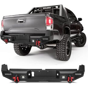 Rear Bumper for T-acoma, AAIWA Pickup Truck Off Road Bumper with 4 LED Lights and 2 D-ring Compatible with T-acoma 2016 2017 2018 2019 2020 2021 2022 2023, Textured Black in Saudi Arabia