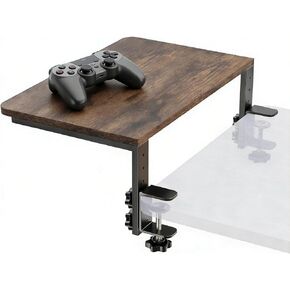 Clamp-On Desk Extender & Monitor Riser, 15" x 9.5" Adjustable Shelf, 3-in-1 No-Drill Desktop Organizer, 44 lbs Heavy Duty Stand for Office Gaming (Brown) in Saudi Arabia