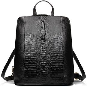 zency 100% Genuine Leather Knapsack Ladies Alligator Pattern Women Backpack For Work Laptop (black) in Saudi Arabia