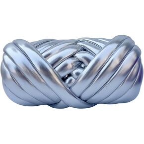 Metallic Chunky Yarn for Hand Knitting - 500g Soft & Elastic Polyester Cotton Tube Yarn Shiny Fabric for Arm Knitting, Blankets, Scarves, Home Decor (Champagne) in Saudi Arabia