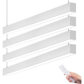 Barrina 5568 Remote Series LED Linear Light Fixture, 2nd-Generation, 4FT 45W Seamless Connection, 3000K-6000K Color Changing, Dimmable Office Shop Light with Remote, 5568 Series Black, 4 Packs in Kuwait