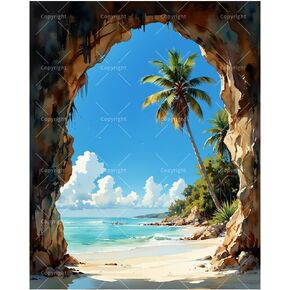 Ocean Landscape Paint by Numbers Kit for Adults - DIY Seaside View Framed by Rock Arch Painting on Canvas 16x20In, Acrylic Paint Set, Suitable for Beginners, Art for Home Decoration or Gifts in Saudi Arabia