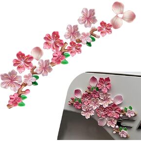 16 PCS 3D Cherry Blossom Car Exterior Sticker, Resin Scratch Pink Flower Bumper Decal, Self-Adhesive DIY Paste Car Door Ornament, Universal for Most Cars SUVs Trucks (Pink B) in Saudi Arabia