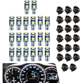 20PCS 74 Led Bulb Dash Light Super Bright, T5 37 74 LED Bulb with PC74 PC37 Twist Lock Socket, Auto Instrument Cluster Bulbs Kit, for Interior Dashboard Indicator Panel Gauge Lamp Light(White) in Saudi Arabia