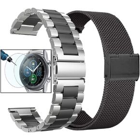 valkit Compatible with Galaxy Watch 3 41mm/Galaxy Watch 4 Band for Women Men, 2 Pack 20mm Stainless Steel Metal Mesh Bands for Samsung Galaxy Watch 4 Classic/Galaxy Watch 42mm/Active 2 in Saudi Arabia