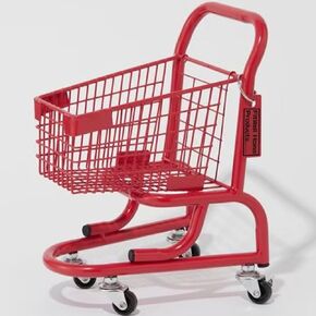 حامل دمى عربة التسوق الصغيرة من FitWell، محاكاة عربة البقالة، زخارف زخرفية معدنية ملونة، وضع عربة التسوق على عجلات لحامل ملحقات المكتب للتخزين (أحمر) in Saudi Arabia