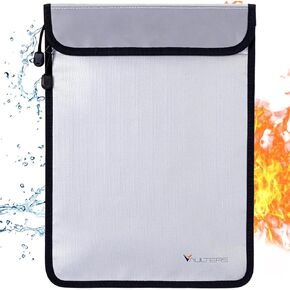 Upgraded Two Pockets Fireproof Document Bag (2000℉), 15"x 11" Fire Proof Bag for Documents with Zipper, Waterproof Document Pouch for Valuables, Legal Documents Safe Storage (Grey) in Saudi Arabia
