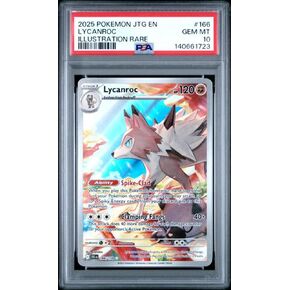 Graded 2025 PKM JTG EN Lycanroc #166 Illustration Rare Trading Card Game PSA 10 Gem Mint in Saudi Arabia
