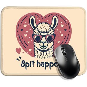 Spit Happens, Funny Mouse Pad (Square), Comfortable Aand Non-Slip, Cute Alpaca Style, Suitable for Laptop Games, Gifts for Colleagues, Teachers, Homework and Office in Saudi Arabia