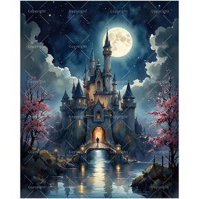 TAOPAOLAB Dreamy Paint by Numbers Kit for Adults - DIY Enchanted Castle and Full Moon Night Scene Painting on Canvas 16x20 Inches, Acrylic Paint Set, Suitable for Beginners, Art for Home Decoration in Saudi Arabia
