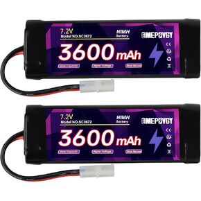 7.2V RC NiMH Battery 3600mAh Capacity Rechargeable 6-Cell Flat Battery Pack with TMY Plug(2 Packs) in Saudi Arabia
